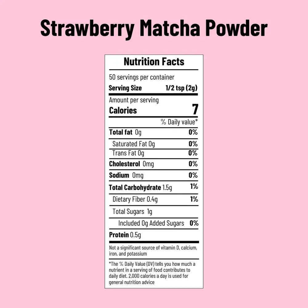 Strawberry Matcha Powder nutrition facts - Belly Mood