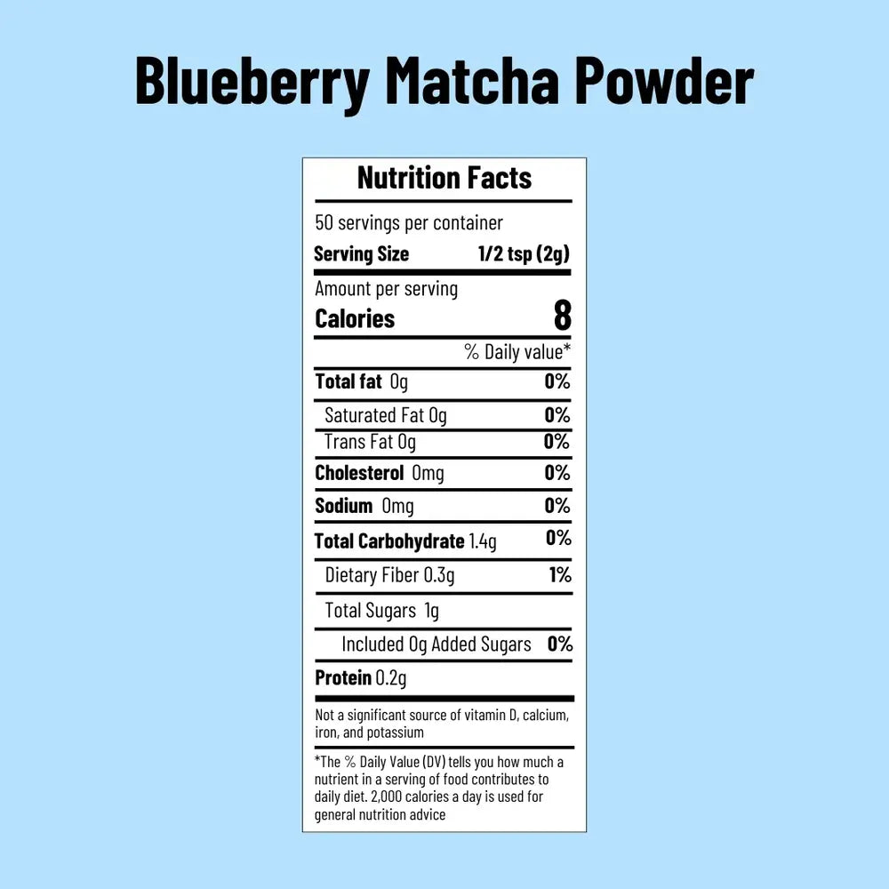Blueberry Matcha Powder nutrition facts - Belly Mood